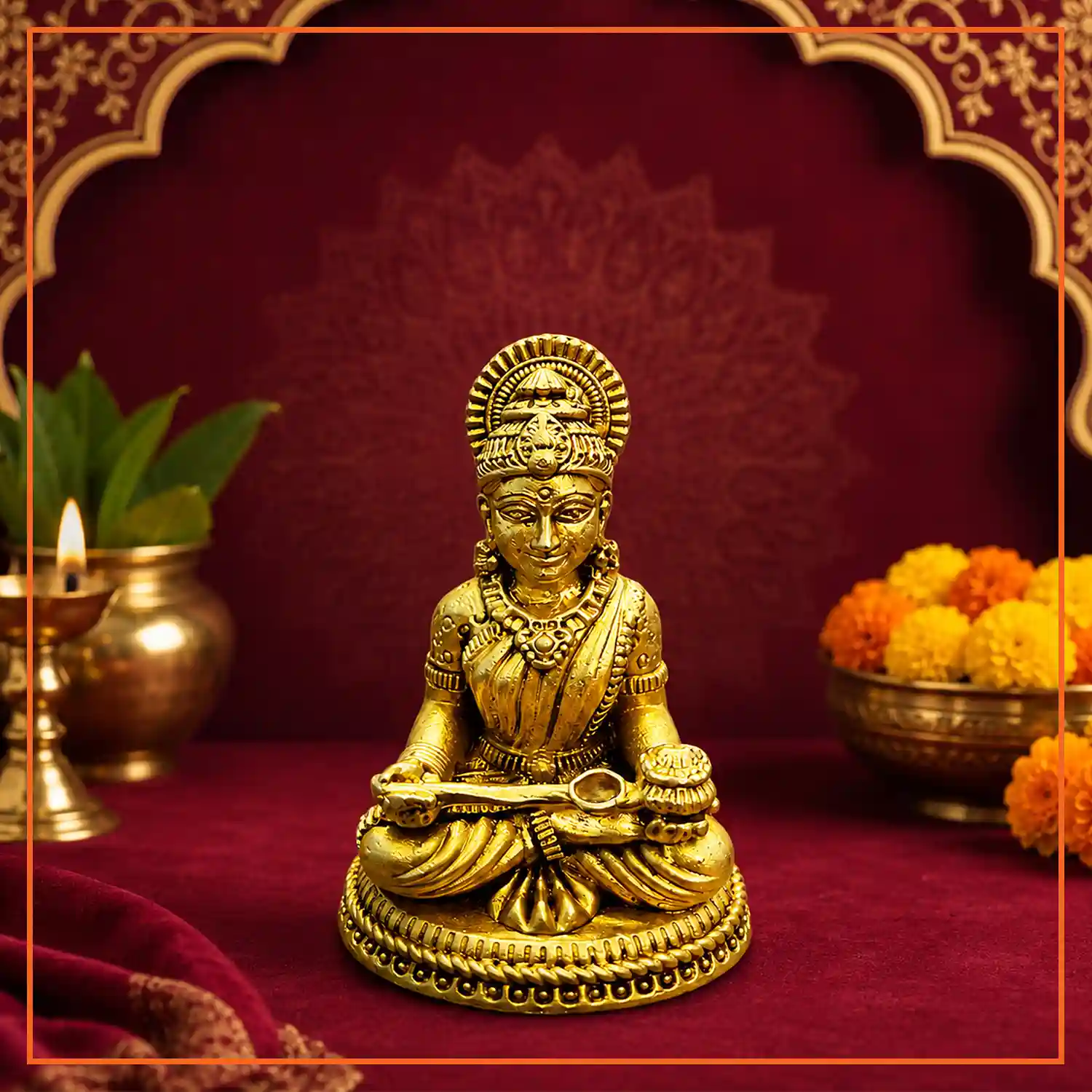 Devi Annapurna Idol | Pure Brass Annapurna Idol | 8 cm